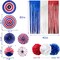4th of July Decorations Set – Patriotic Red White Blue Party Supplies with Hanging Paper Fans, USA Flag Banner, Star Garland, Pom Poms & Fringe Curtain for Independence Day Décor
